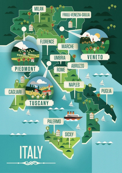 Denotación y Connotación - Infografía "Italia" de Neil Stevens.