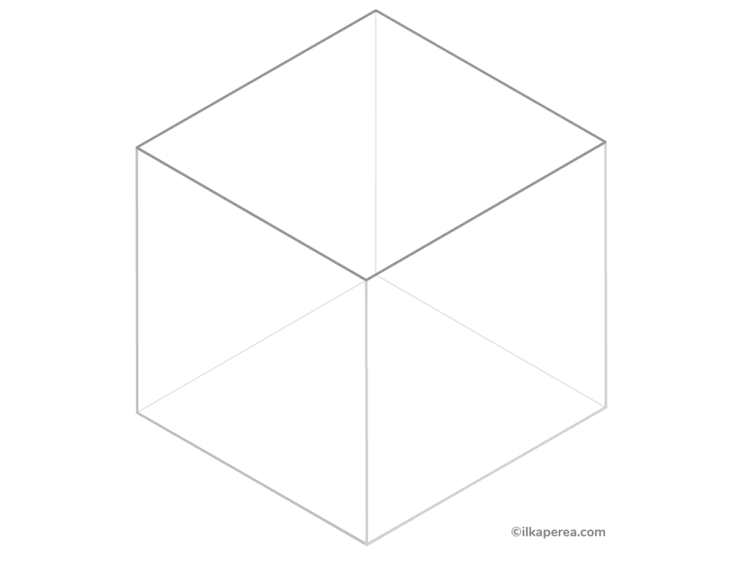 Geometría descriptiva. Cubo. ilkaperea.com  
