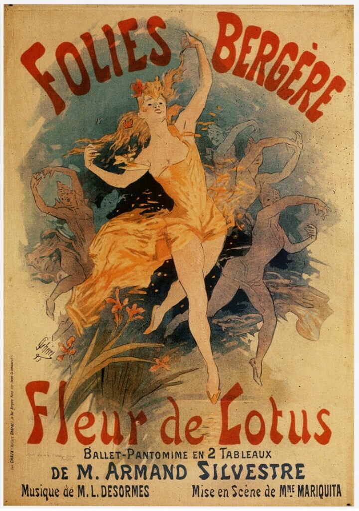 "Folies Bergere / Fleur de Lotus" por Jules Chéret (1893). Imagen: MCAD Library.