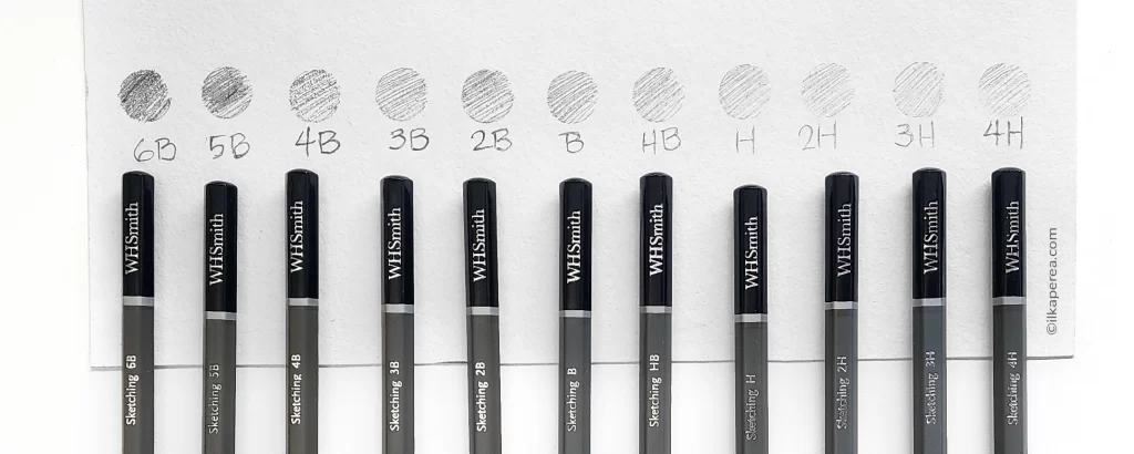 WHSmith graphite pencils, escala del B al H en Ilka Perea Studio.